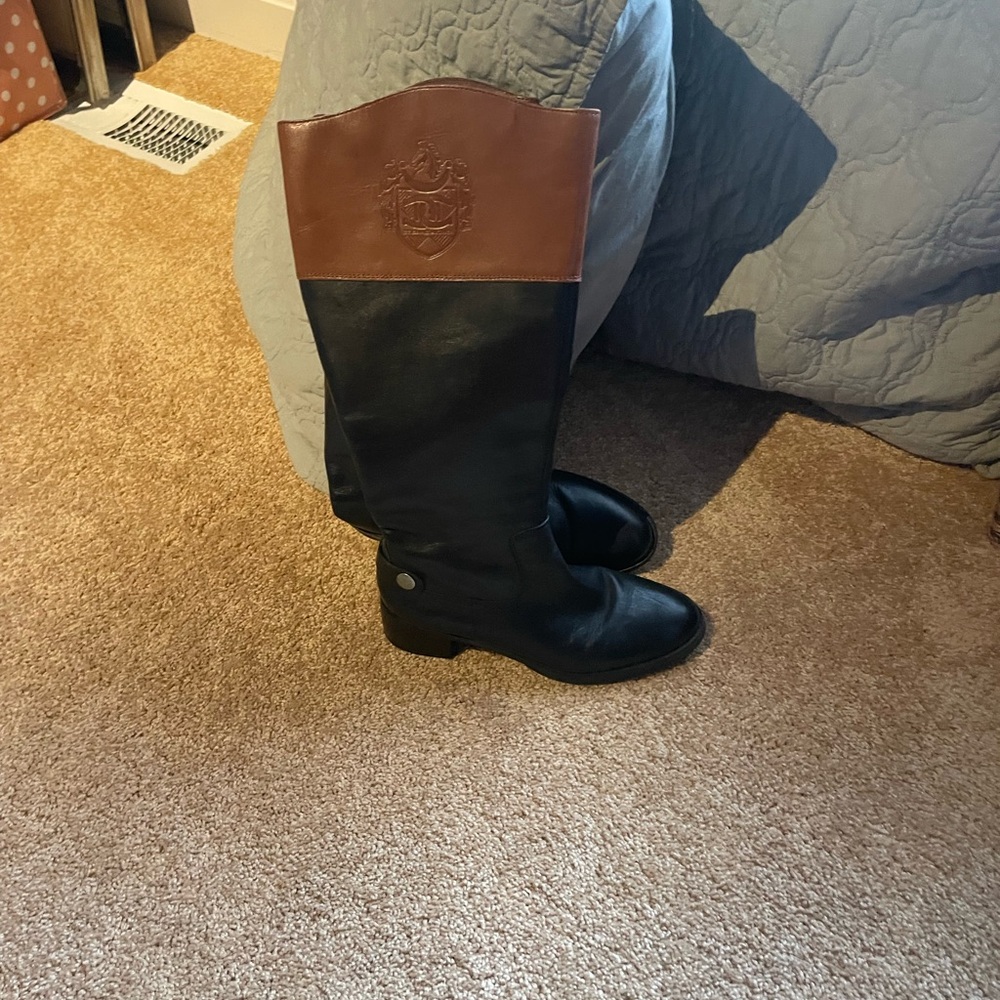 Etienne Aigner Tall Wide-Shaft Leather Boots